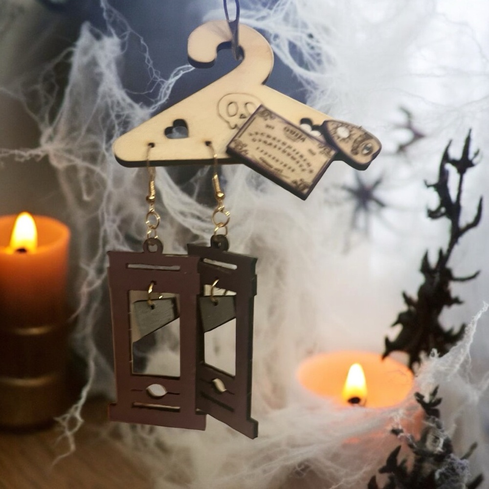 Halloween Earring Set!  2 Pair!  Guillotine and Ouija Board Studs!!
